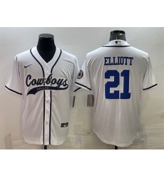 Men Dallas Cowboys 21 Ezekiel Elliott White With Patch Cool Base Stitched Baseball Jersey Men Dallas Cowboys 21 Ezekiel Elliott White With Patch Cool Base Stitched Baseball Jersey
