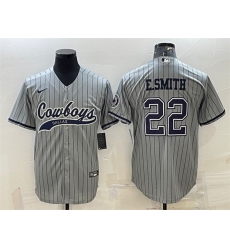 Men Dallas Cowboys 22 Emmitt Smith Grey With Patch Cool Base Stitched Baseball Jersey Men Dallas Cowboys 22 Emmitt Smith Grey With Patch Cool Base Stitched Baseball Jersey