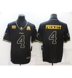 Men Dallas Cowboys 4 Dak Prescott Black Golden With C Patch Edition Limited Stitched Jersey Men Dallas Cowboys 4 Dak Prescott Black Golden With C Patch Edition Limited Stitched Jersey