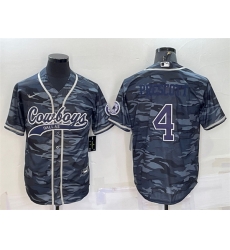 Men Dallas Cowboys 4 Dak Prescott Grey Navy Camo With Patch Cool Base Stitched Baseball Jersey Men Dallas Cowboys 4 Dak Prescott Grey Navy Camo With Patch Cool Base Stitched Baseball Jersey