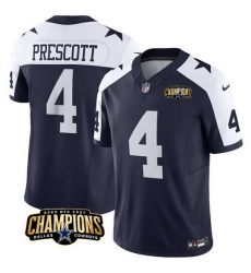 Men Dallas Cowboys 4 Dak Prescott Navy White 2023 F U S E NFC East Champions Patch Stitched Football Jersey Men Dallas Cowboys 4 Dak Prescott Navy White 2023 F U S E NFC East Champions Patch Stitched Football Jersey