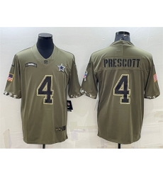 Men Dallas Cowboys 4 Dak Prescott Olive 2022 Salute To Service Limited Stitched Jersey Men Dallas Cowboys 4 Dak Prescott Olive 2022 Salute To Service Limited Stitched Jersey