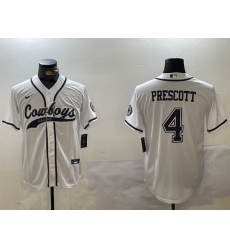 Men Dallas Cowboys 4 White Team With Patch Cool Base Stitched Baseball Jersey 7 Men Dallas Cowboys 4 White Team With Patch Cool Base Stitched Baseball Jersey 7