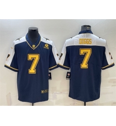 Men Dallas Cowboys 7 Trevon Diggs Navy Gold Edition With 1960 Patch Limited Stitched Football Jersey Men Dallas Cowboys 7 Trevon Diggs Navy Gold Edition With 1960 Patch Limited Stitched Football Jersey