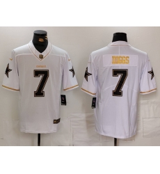 Men Dallas Cowboys 7 Trevon Diggs White Golden Edition Limited Stitched Football Jersey Men Dallas Cowboys 7 Trevon Diggs White Golden Edition Limited Stitched Football Jersey