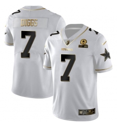 Men Dallas Cowboys 7 Trevon Diggs White Golden Edition With 1960 Patch Limited Stitched Jersey Men Dallas Cowboys 7 Trevon Diggs White Golden Edition With 1960 Patch Limited Stitched Jersey