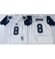 Men Dallas Cowboys 8 Troy Aikman White M&N Throwback Jersey Men Dallas Cowboys 8 Troy Aikman White M&N Throwback Jersey