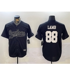 Men Dallas Cowboys 88 CeeDee Lamb Black With Patch Cool Base Stitched Baseball Jersey Men Dallas Cowboys 88 CeeDee Lamb Black With Patch Cool Base Stitched Baseball Jersey