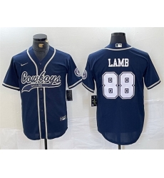 Men Dallas Cowboys 88 CeeDee Lamb Navy Cool Base Stitched Baseball Jersey Men Dallas Cowboys 88 CeeDee Lamb Navy Cool Base Stitched Baseball Jersey