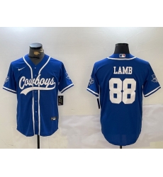 Men Dallas Cowboys 88 CeeDee Lamb Royal With Patch Cool Base Stitched Baseball Jersey 2 Men Dallas Cowboys 88 CeeDee Lamb Royal With Patch Cool Base Stitched Baseball Jersey 2