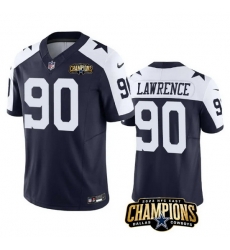 Men Dallas Cowboys 90 DeMarcus Lawrence Navy White 2023 F U S E NFC East Champions Patch Stitched Football Jersey Men Dallas Cowboys 90 DeMarcus Lawrence Navy White 2023 F U S E NFC East Champions Patch Stitched Football Jersey