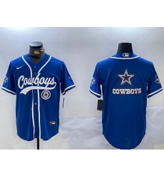 Men Dallas Cowboys Big Logo Royal With Patch Cool Base Stitched Baseball Jersey 5 Men Dallas Cowboys Big Logo Royal With Patch Cool Base Stitched Baseball Jersey 5