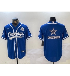 Men Dallas Cowboys Big Logo Royal With Patch Cool Base Stitched Baseball Jersey 6 Men Dallas Cowboys Big Logo Royal With Patch Cool Base Stitched Baseball Jersey 6