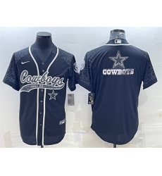Men Dallas Cowboys Black Reflective Team Big Logo With Patch Cool Base Stitched Baseball Jersey Men Dallas Cowboys Black Reflective Team Big Logo With Patch Cool Base Stitched Baseball Jersey