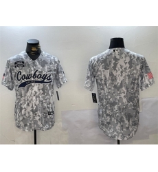 Men Dallas Cowboys Blank 2024 Arctic Camo Salute To Service Stitched Baseball Jersey Men Dallas Cowboys Blank 2024 Arctic Camo Salute To Service Stitched Baseball Jersey