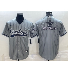 Men Dallas Cowboys Grey Team Big Logo With Patch Cool Base Stitched Baseball Jersey Men Dallas Cowboys Grey Team Big Logo With Patch Cool Base Stitched Baseball Jersey