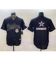 Men Dallas Cowboys Team Big Logo Black With Patch Cool Base Stitched Baseball Jersey 11 Men Dallas Cowboys Team Big Logo Black With Patch Cool Base Stitched Baseball Jersey 11