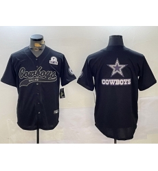 Men Dallas Cowboys Team Big Logo Black With Patch Cool Base Stitched Baseball Jersey 12 Men Dallas Cowboys Team Big Logo Black With Patch Cool Base Stitched Baseball Jersey 12