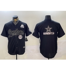 Men Dallas Cowboys Team Big Logo Black With Patch Cool Base Stitched Baseball Jersey 17 Men Dallas Cowboys Team Big Logo Black With Patch Cool Base Stitched Baseball Jersey 17