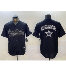 Men Dallas Cowboys Team Big Logo Black With Patch Cool Base Stitched Baseball Jersey 6 Men Dallas Cowboys Team Big Logo Black With Patch Cool Base Stitched Baseball Jersey 6