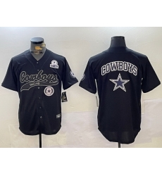 Men Dallas Cowboys Team Big Logo Black With Patch Cool Base Stitched Baseball Jersey 9 Men Dallas Cowboys Team Big Logo Black With Patch Cool Base Stitched Baseball Jersey 9