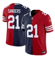 Men Dallas Cowboys X 49ers 21 Deion Sanders Navy Red Split F U S E Vapor Limited Stitched Jersey Men Dallas Cowboys X 49ers 21 Deion Sanders Navy Red Split F U S E Vapor Limited Stitched Jersey