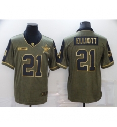 Men's Dallas Cowboys #21 Ezekiel Elliott Nike Gold 2021 Salute To Service Limited Player Jersey Men's Dallas Cowboys #21 Ezekiel Elliott Nike Gold 2021 Salute To Service Limited Player Jersey