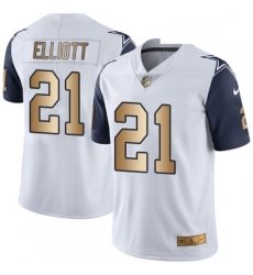 Mens Nike Dallas Cowboys 21 Ezekiel Elliott Limited WhiteGold Rush NFL Jersey Mens Nike Dallas Cowboys 21 Ezekiel Elliott Limited WhiteGold Rush NFL Jersey