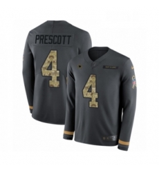 Mens Nike Dallas Cowboys 4 Dak Prescott Limited Black Salute to Service Therma Long Sleeve NFL Jersey Mens Nike Dallas Cowboys 4 Dak Prescott Limited Black Salute to Service Therma Long Sleeve NFL Jersey