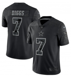Men's Nike Dallas Cowboys Trevon Diggs #7 Black RFLCTV Limited Jersey