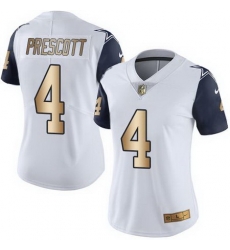 Nike Cowboys #4 Dak Prescott White Womens Stitched NFL Limited Gold Rush Jersey Nike Cowboys #4 Dak Prescott White Womens Stitched NFL Limited Gold Rush Jersey