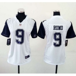 Nike Cowboys 9 Tony Romo White Womens Stitched NFL Elite Rush Jersey