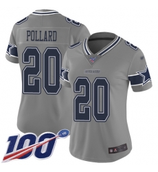 Women Cowboys 20 Tony Pollard Gray Stitched Football Limited Inverted Legend 100th Season Jersey Women Cowboys 20 Tony Pollard Gray Stitched Football Limited Inverted Legend 100th Season Jersey