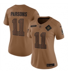 Women Dallas Cowboys 11 Micah Parsons 2023 Brown Salute To Service Limited Stitched Football Jersey 28Run Small uFF09 Women Dallas Cowboys 11 Micah Parsons 2023 Brown Salute To Service Limited Stitched Football Jersey 28Run Small uFF09