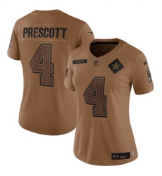 Women Dallas Cowboys 4 Dak Prescott 2023 Brown Salute To Service Limited Stitched Football Jersey 28Run Small uFF09 Women Dallas Cowboys 4 Dak Prescott 2023 Brown Salute To Service Limited Stitched Football Jersey 28Run Small uFF09