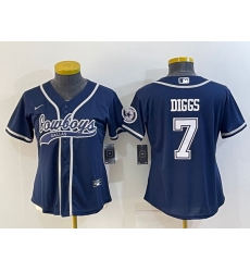 Women Dallas Cowboys 7 Trevon Diggs Navy With Patch Cool Base Stitched Baseball Jersey Women Dallas Cowboys 7 Trevon Diggs Navy With Patch Cool Base Stitched Baseball Jersey