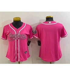 Women Dallas Cowboys Blank Pink With Patch Cool Base Stitched Baseball Jersey Women Dallas Cowboys Blank Pink With Patch Cool Base Stitched Baseball Jersey
