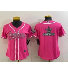 Women Dallas Cowboys Pink Team Big Logo With Patch Cool Base Stitched Baseball Jersey Women Dallas Cowboys Pink Team Big Logo With Patch Cool Base Stitched Baseball Jersey
