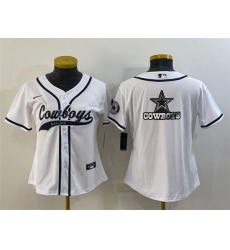 Women Dallas Cowboys White Team Big Logo With Patch Cool Base Stitched Baseball Jersey Women Dallas Cowboys White Team Big Logo With Patch Cool Base Stitched Baseball Jersey