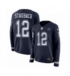 Womens Nike Dallas Cowboys 12 Roger Staubach Limited Navy Blue Therma Long Sleeve NFL Jersey Womens Nike Dallas Cowboys 12 Roger Staubach Limited Navy Blue Therma Long Sleeve NFL Jersey