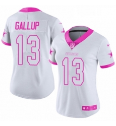 Womens Nike Dallas Cowboys 13 Michael Gallup Limited WhitePink Rush Fashion NFL Jersey Womens Nike Dallas Cowboys 13 Michael Gallup Limited WhitePink Rush Fashion NFL Jersey