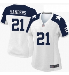 Womens Nike Dallas Cowboys 21 Deion Sanders Elite White Throwback Alternate NFL Jersey Womens Nike Dallas Cowboys 21 Deion Sanders Elite White Throwback Alternate NFL Jersey