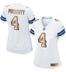 Womens Nike Dallas Cowboys 4 Dak Prescott Elite WhiteGold NFL Jersey Womens Nike Dallas Cowboys 4 Dak Prescott Elite WhiteGold NFL Jersey