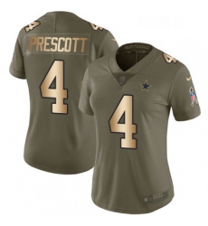 Womens Nike Dallas Cowboys 4 Dak Prescott Limited OliveGold 2017 Salute to Service NFL Jersey Womens Nike Dallas Cowboys 4 Dak Prescott Limited OliveGold 2017 Salute to Service NFL Jersey