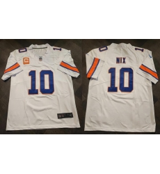 Men Denver Broncos 10 Bo Nix White With 1 star C Patch Stitched Football Jersey Men Denver Broncos 10 Bo Nix White With 1 star C Patch Stitched Football Jersey