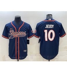 Men Denver Broncos 10 Jerry Jeudy Navy With Patch Cool Base Stitched Baseball Jersey Men Denver Broncos 10 Jerry Jeudy Navy With Patch Cool Base Stitched Baseball Jersey
