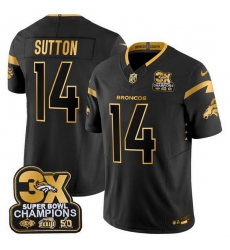Men Denver Broncos 14 Courtland Sutton Black Gold F U S E 3 Time Champions Patch Vapor Limited Stitched Football Jersey Men Denver Broncos 14 Courtland Sutton Black Gold F U S E 3 Time Champions Patch Vapor Limited Stitched Football Jersey