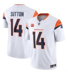 Men Denver Broncos 14 Courtland Sutton White 2024 F U S E With 4 Star C Patch Vapor Limited Stitched Football Jersey Men Denver Broncos 14 Courtland Sutton White 2024 F U S E With 4 Star C Patch Vapor Limited Stitched Football Jersey