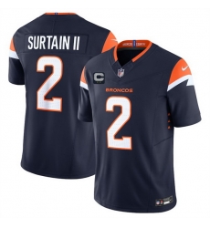 Men Denver Broncos 2 Pat Surtain II Navy 2025 F U S E  With 2 Star C Patch Vapor Limited Stitched Football Jersey