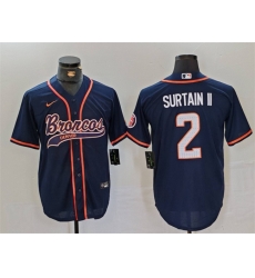 Men Denver Broncos 2 Pat Surtain II Navy Cool Base Stitched Baseball Jersey Men Denver Broncos 2 Pat Surtain II Navy Cool Base Stitched Baseball Jersey